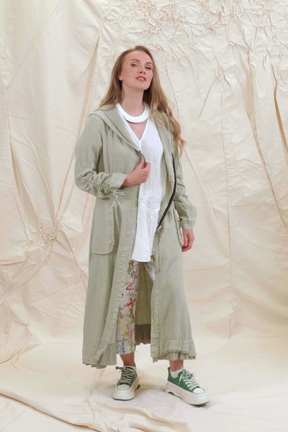 Ruffled White Gauze Linen Blouse 9