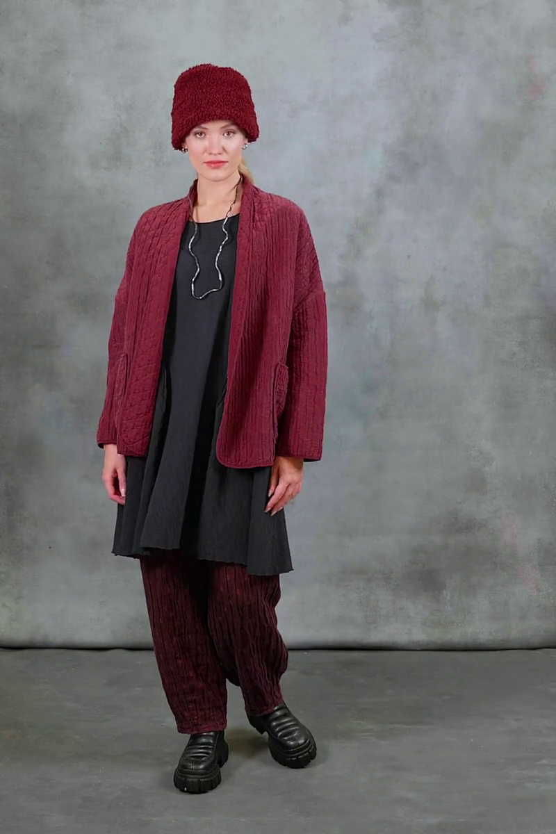 Taper Merlot Textured Linen Trousers