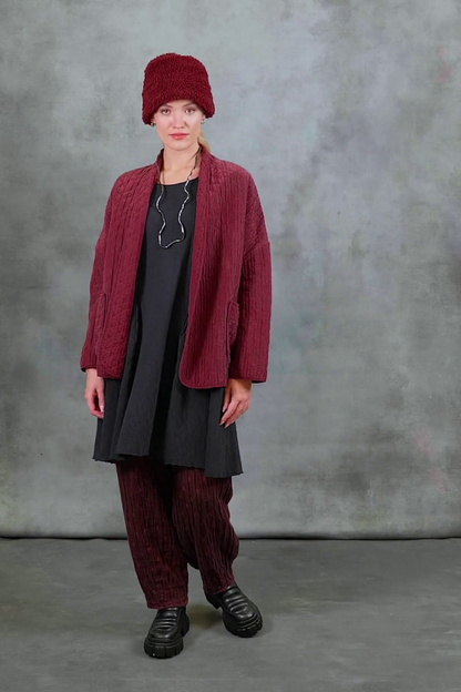 Taper Merlot Textured Linen Trousers