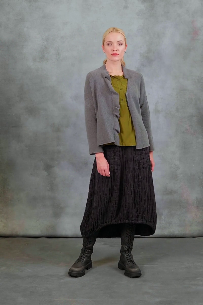 Tuck Front Olive Silk Bamboo Blouse 7