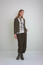 Boxy Off White Marble Crinkled Silk Blouse 7