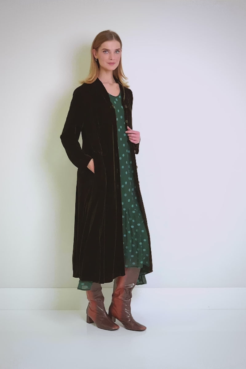 Longline Aged Copper Silk Velvet Jacket 8