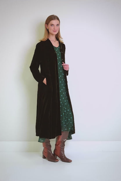 Longline Aged Copper Silk Velvet Jacket 8