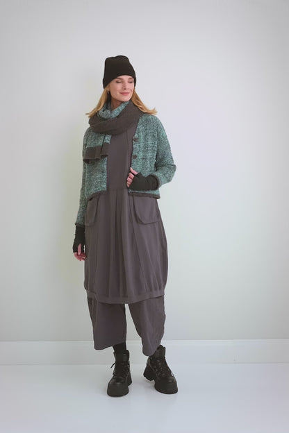 Longer Back Mélange Teal Wool Cardigan 7