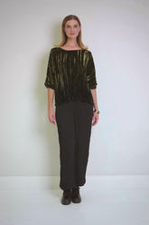 Boxy Olive Silk Velvet Ombré Blouse 7