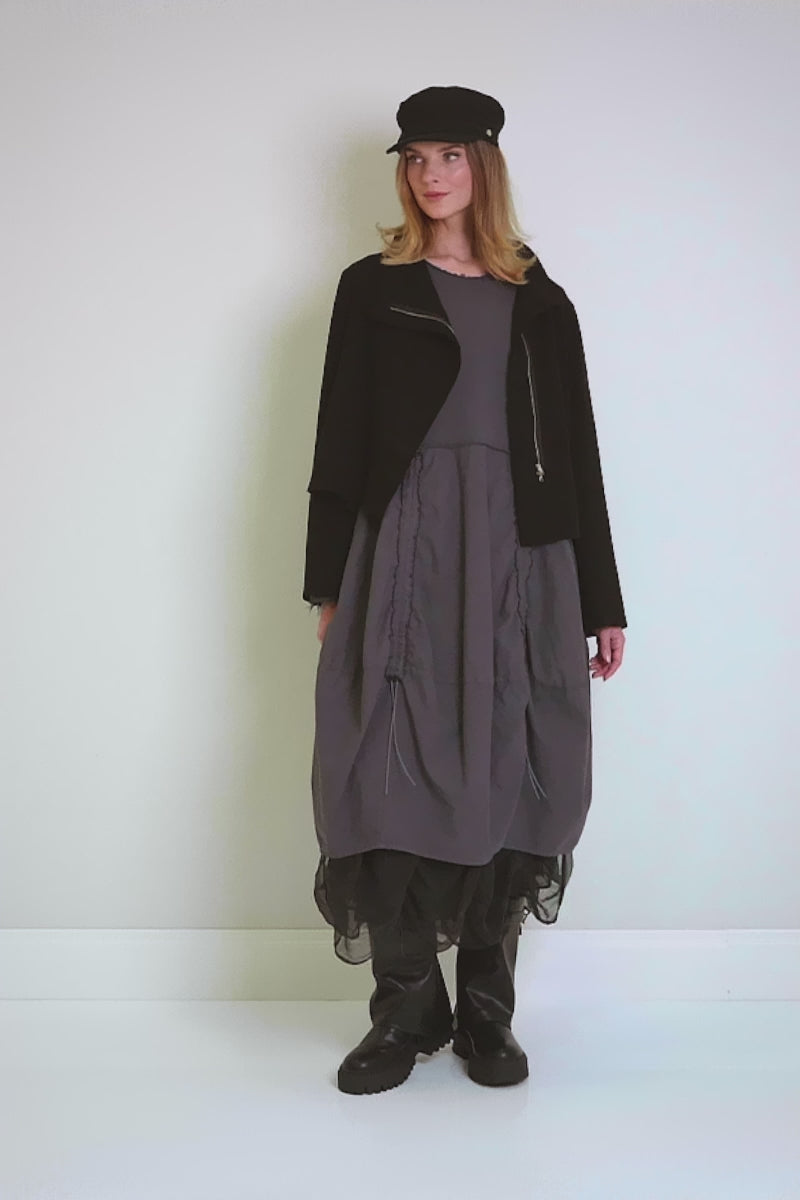 Ruched Graphite Cotton Dress 8