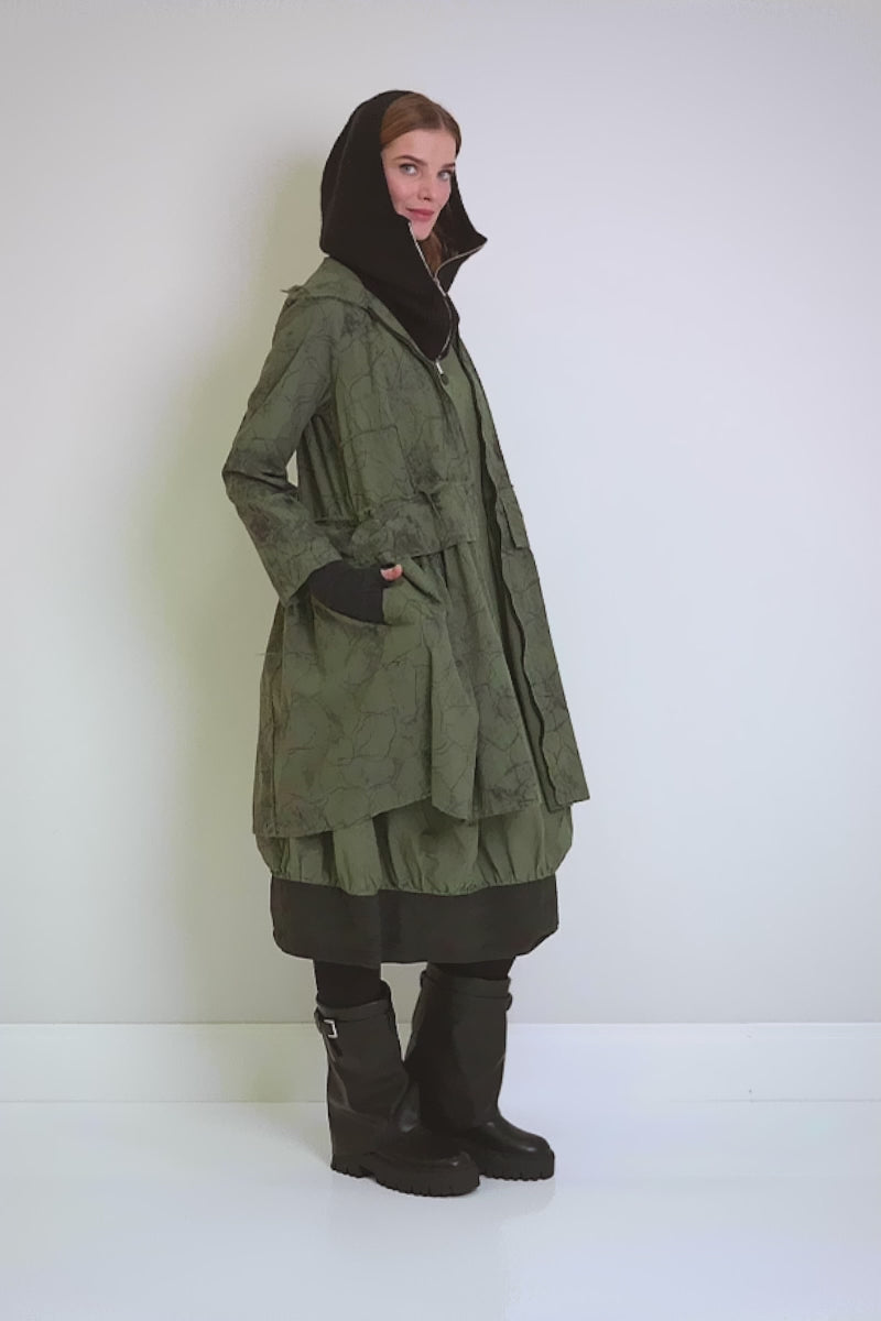 Raw Collar Forest Mist Marble Cotton Jacket 9