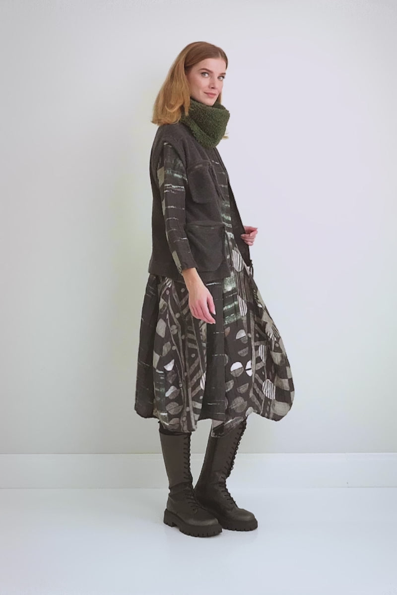 Flared Crinkled Moonlight Silk Linen Dress 7