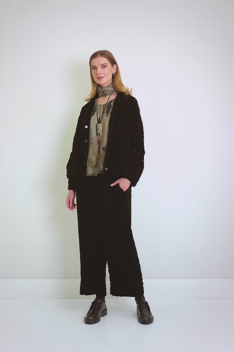 Aged Copper Pleated Silk Velvet Jacket 7