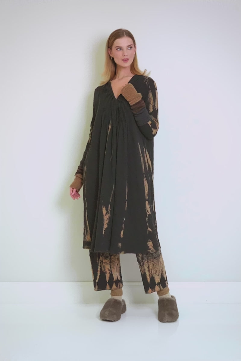 Romantic V-Neck Tie-Dye Wavy Cotton Dress 8