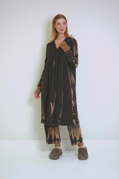 Romantic V-Neck Tie-Dye Wavy Cotton Dress 8