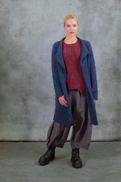 Side Zip Blue Violet Alpaca Wool Cardigan