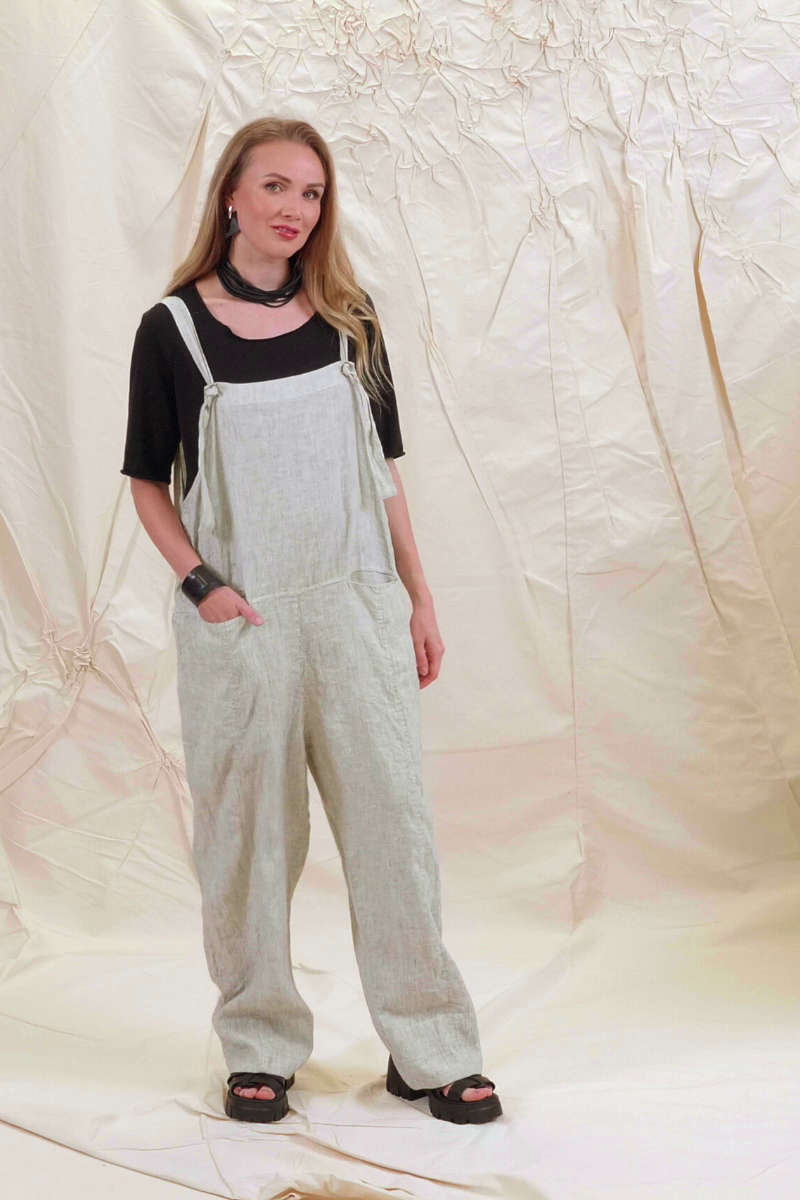 Loose Striped Sand Linen Jumpsuit 7