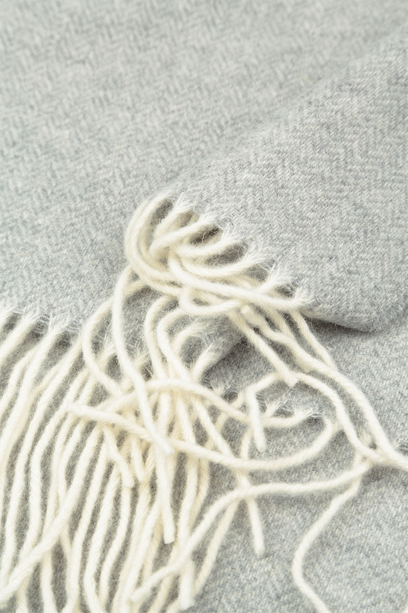 Pale Grey Soft Merino Wool Scarf 4