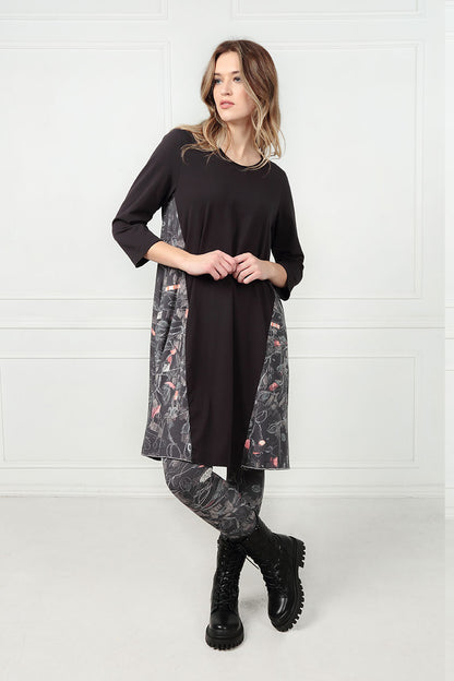 Nightfall Black Cotton Midi Dress