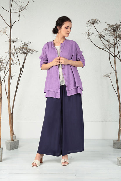 Wide Amethyst Viscose Trousers