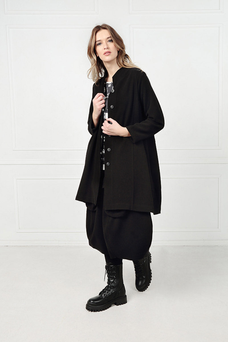 A-Line Black Jersey Cotton Jacket