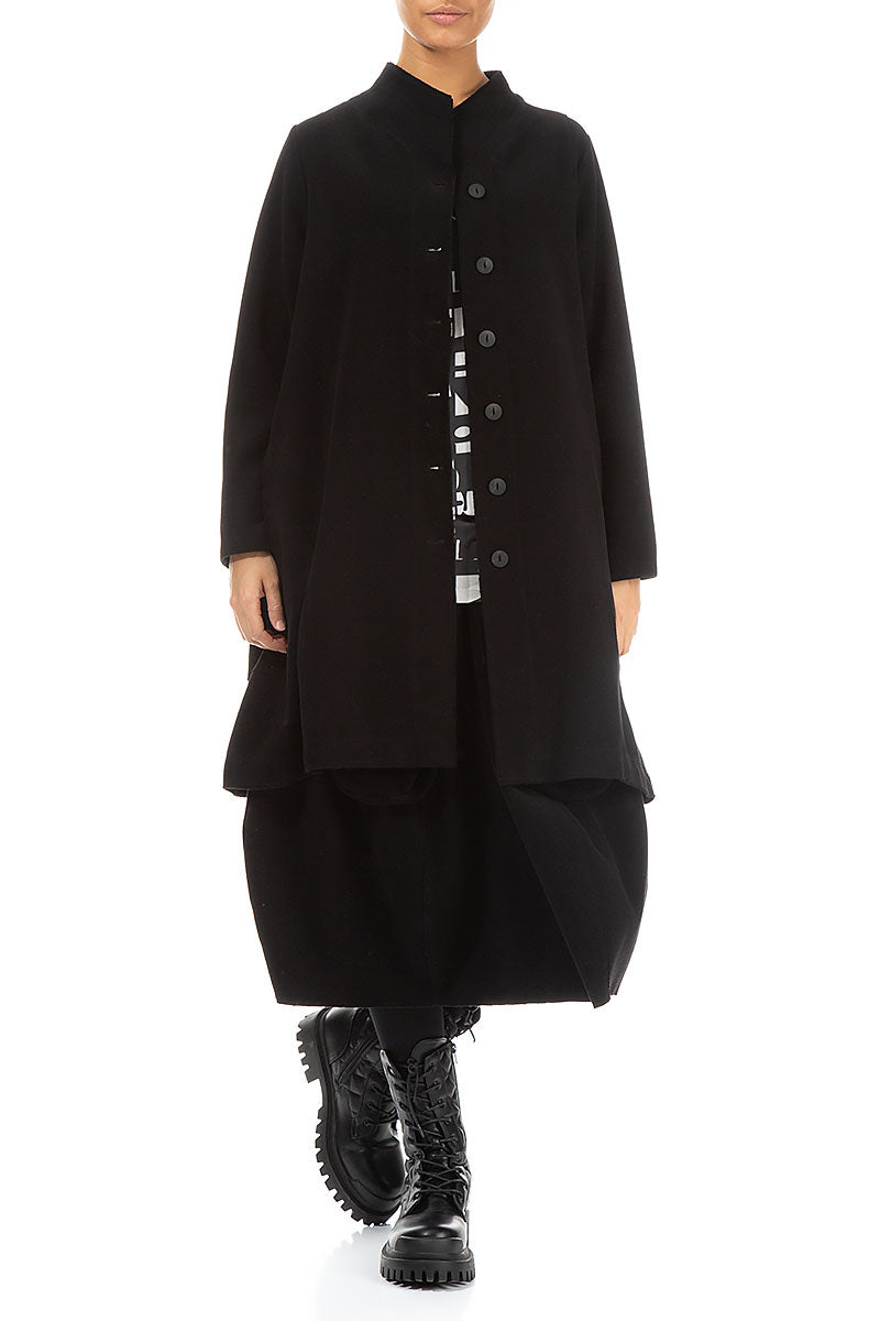 A-Line Black Jersey Cotton Jacket