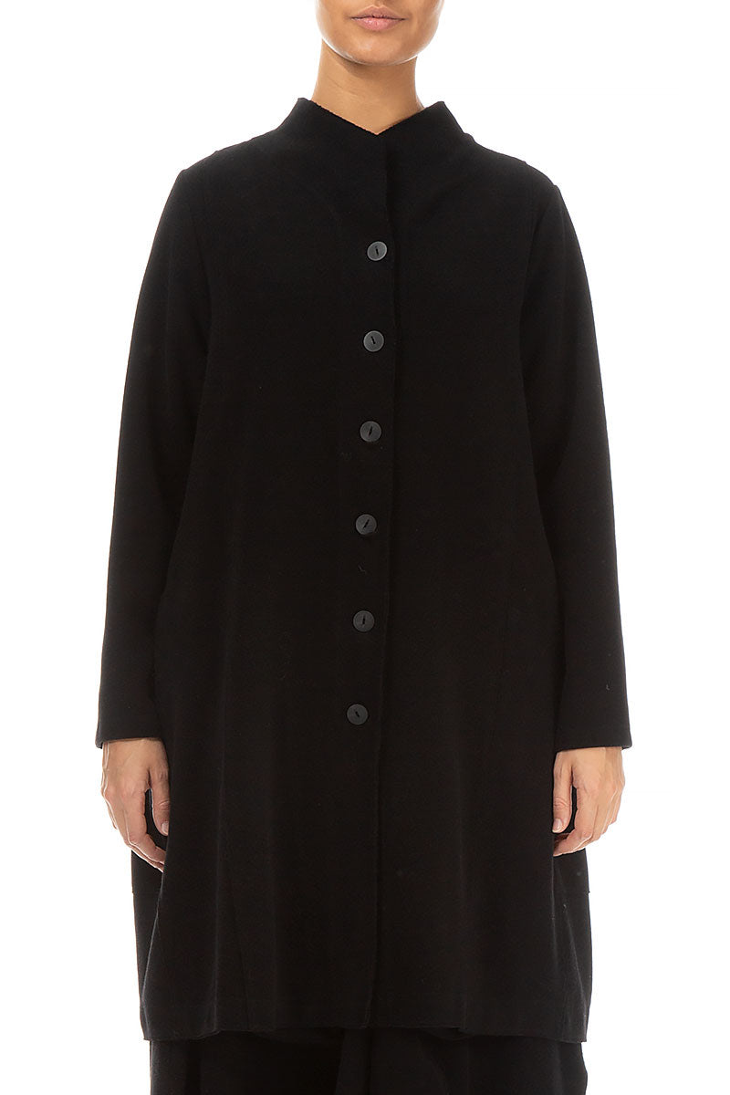 A-Line Black Jersey Cotton Jacket