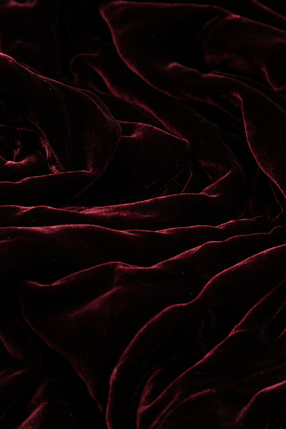 A-line Wine Silk Velvet Skirt