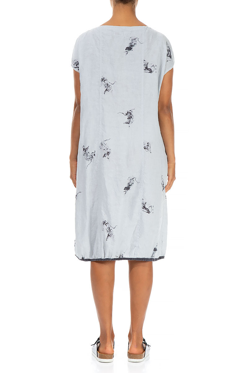 Abstract Print Linen Midi Dress