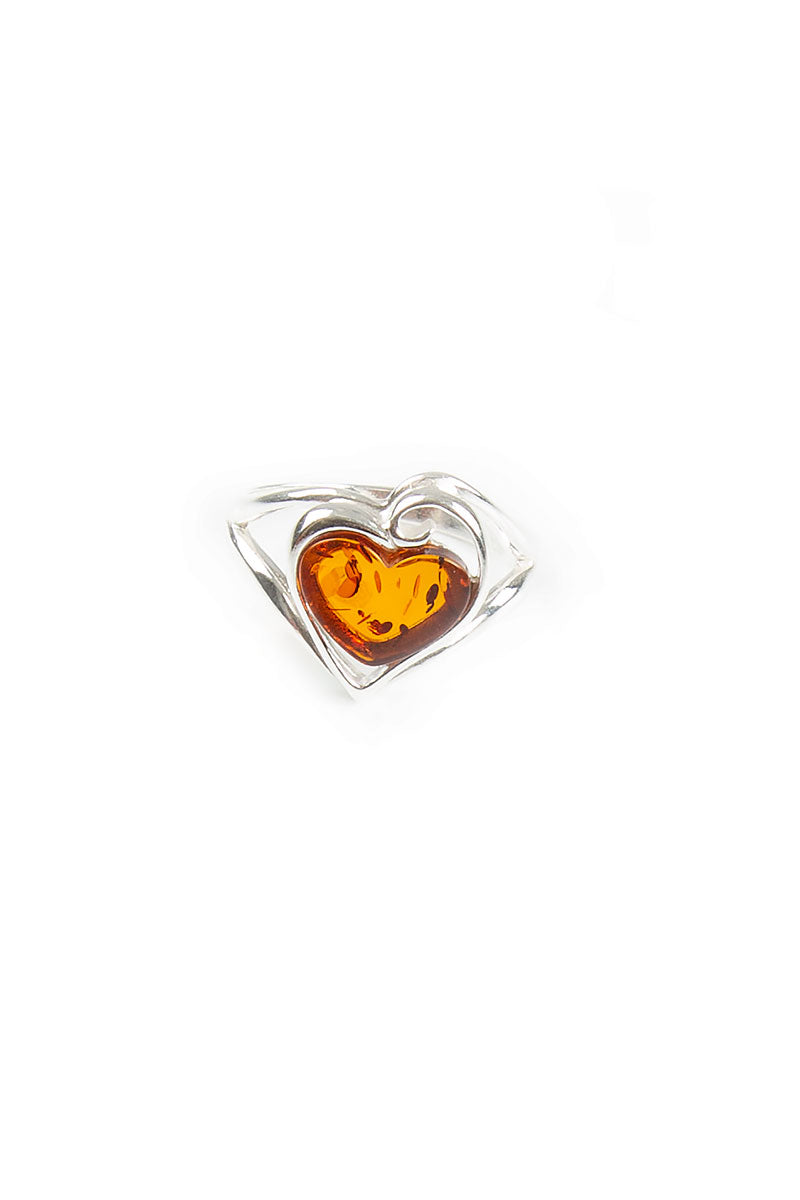 Amber Heart Ring