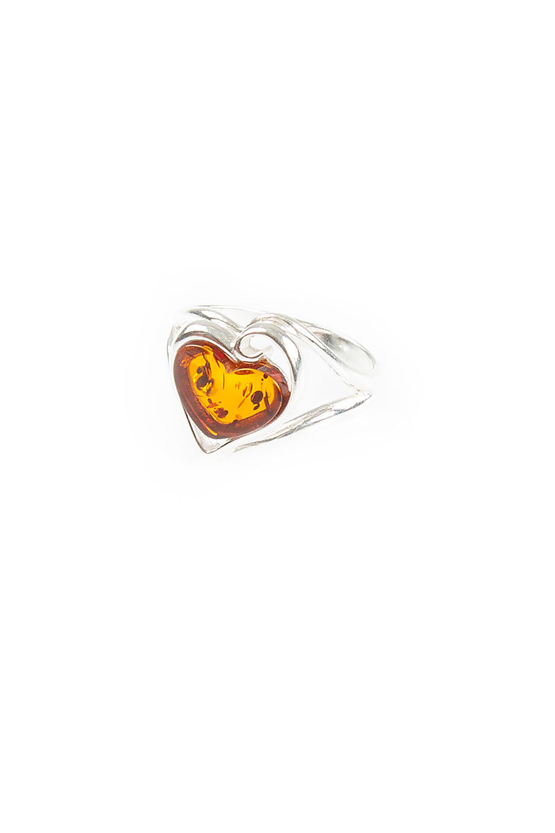 Amber Heart Ring