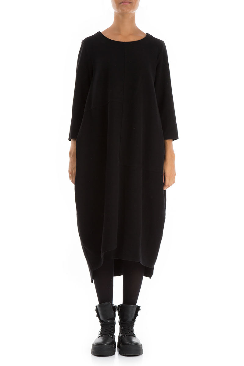 Asymmetrical Black Jersey Cotton Dress