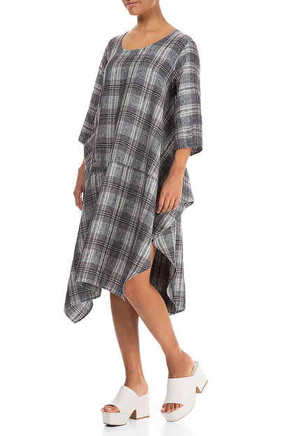 Asymmetric Checkered Pure Linen Tunic