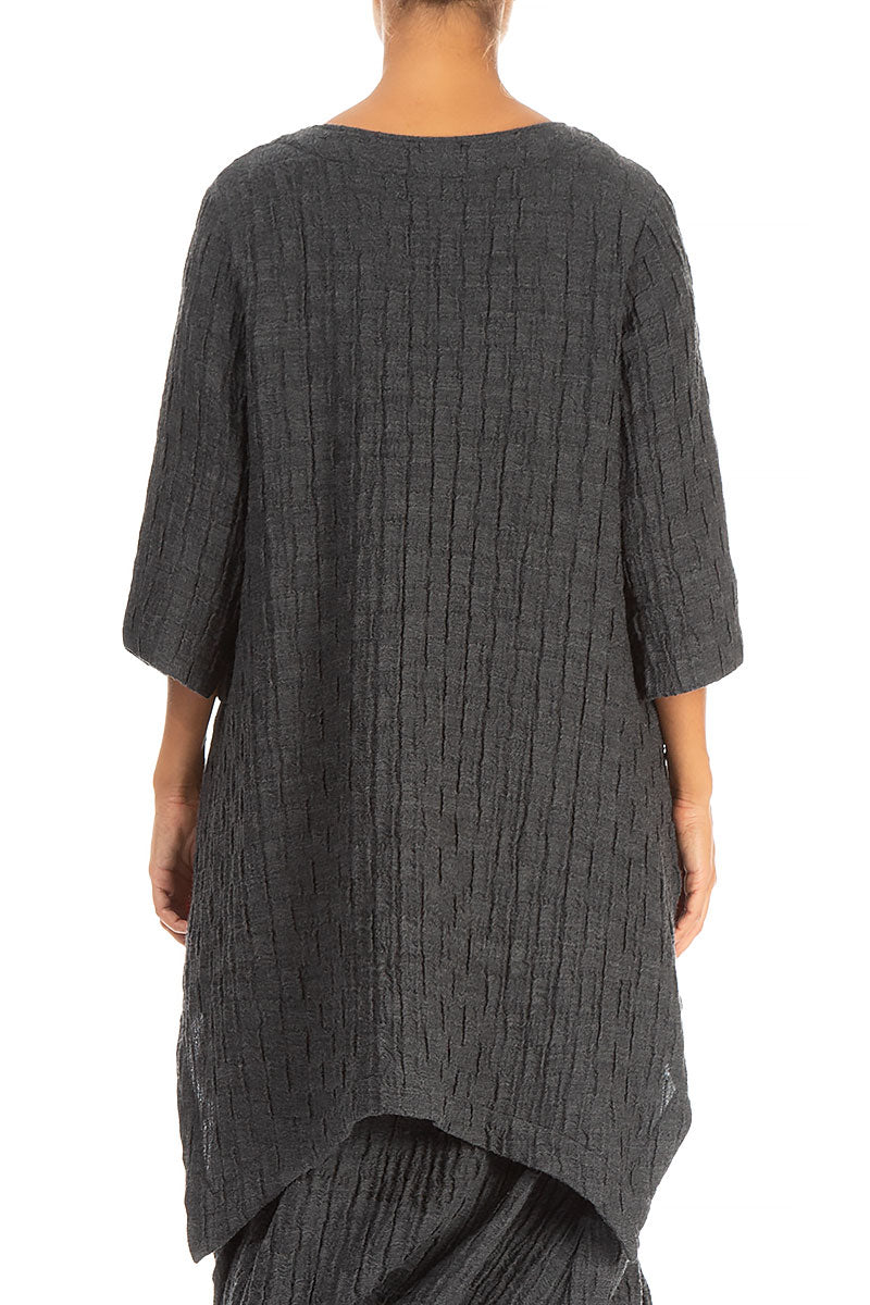 Asymmetric Grey Wool Cotton Tunic 2