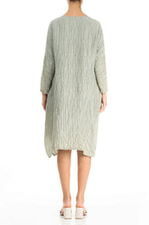 Asymmetrical Crinkled Pistachio Silk Dress 2