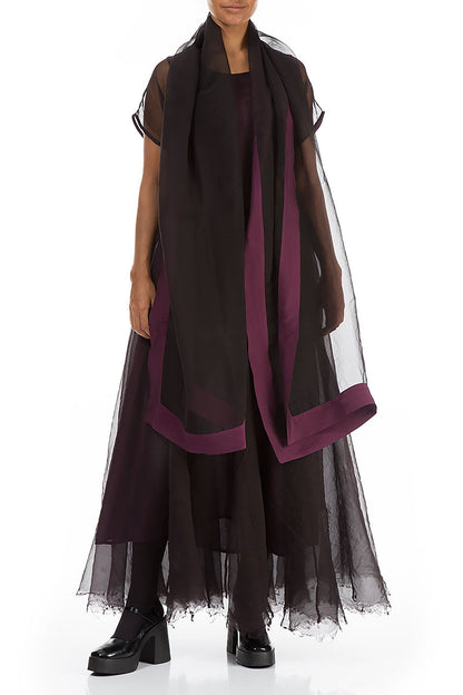 Aubergine Silk Chiffon Scarf 2