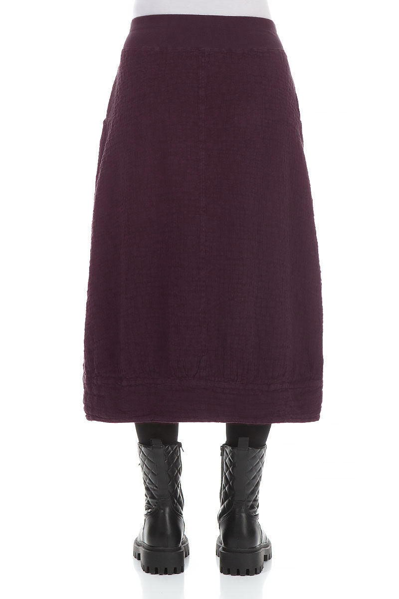 Aubergine Textured Linen Midi Skirt