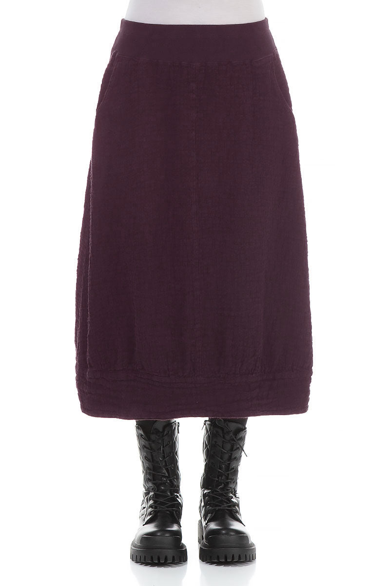 Aubergine Textured Linen Midi Skirt