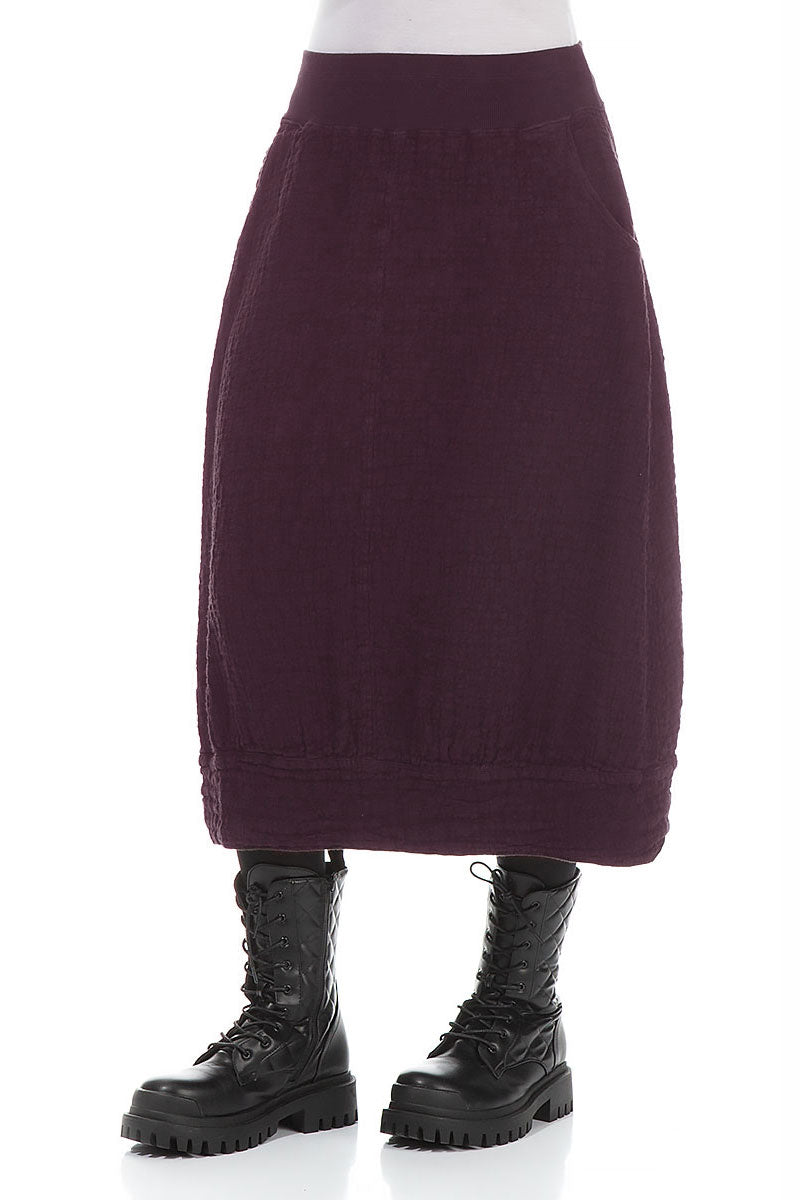 Aubergine Textured Linen Midi Skirt