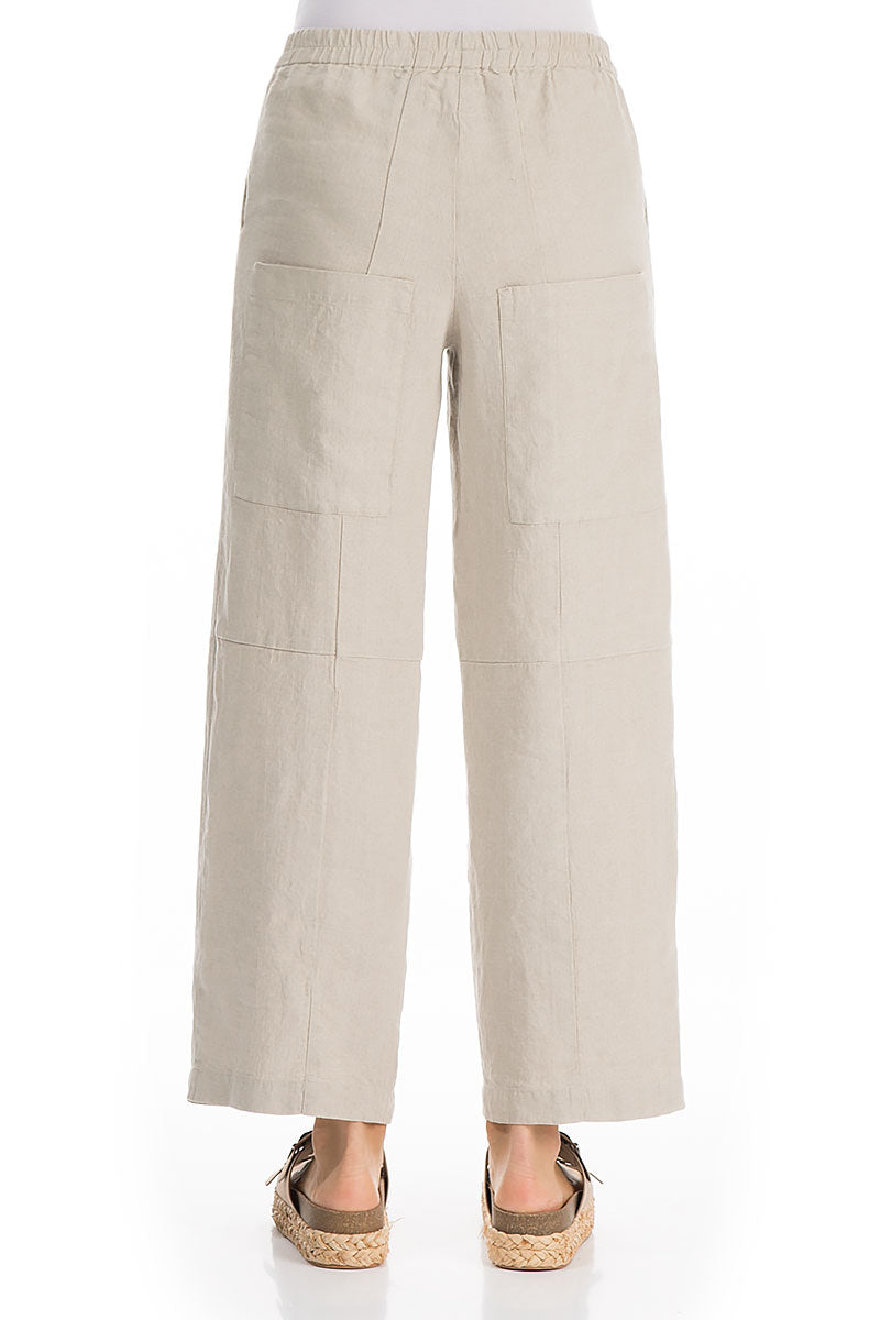 Back Pockets Natural Linen Trousers