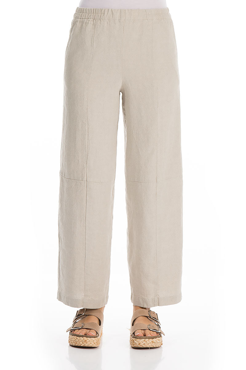 Back Pockets Natural Linen Trousers