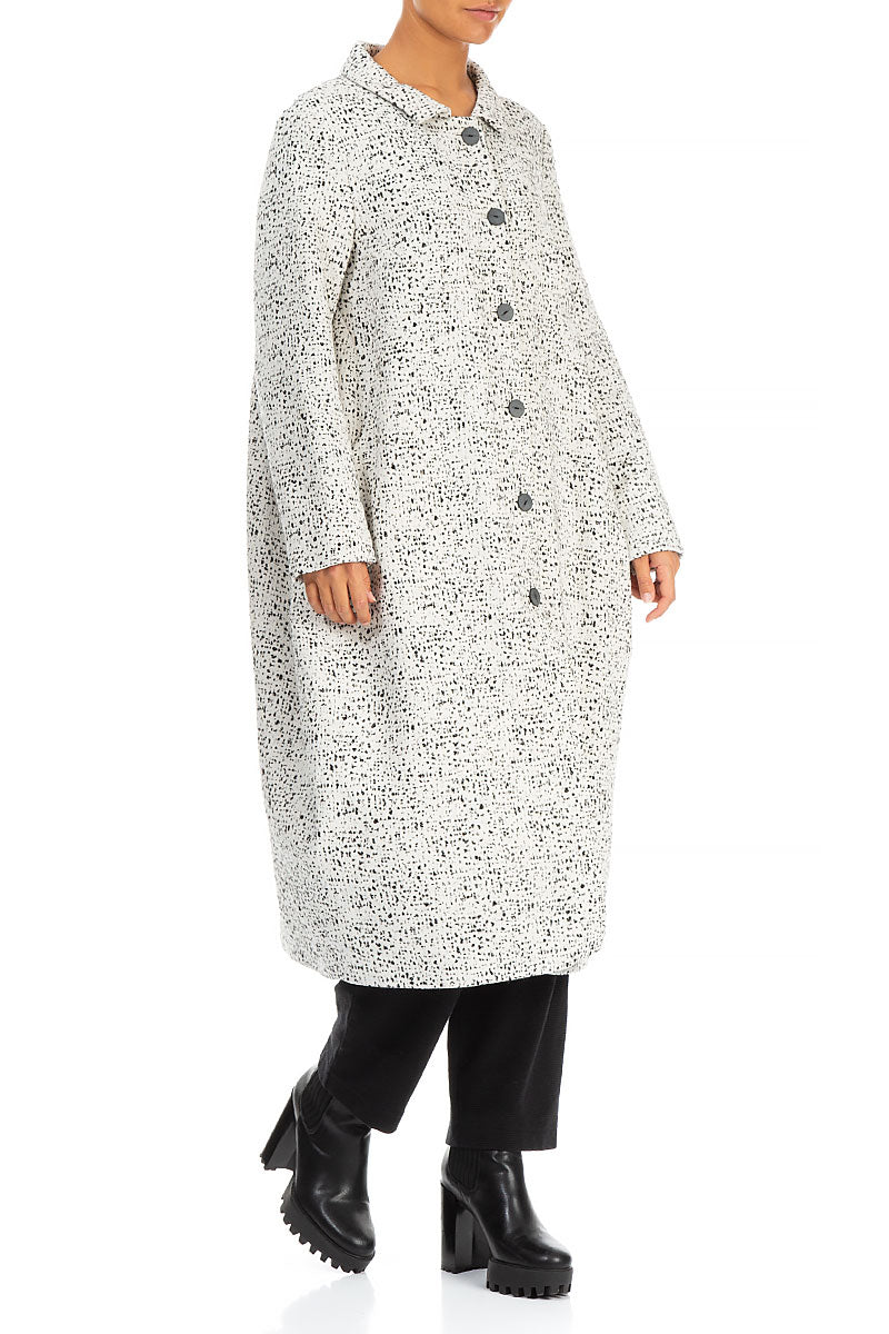 Balloon Collar Dotty Wool Coat 4