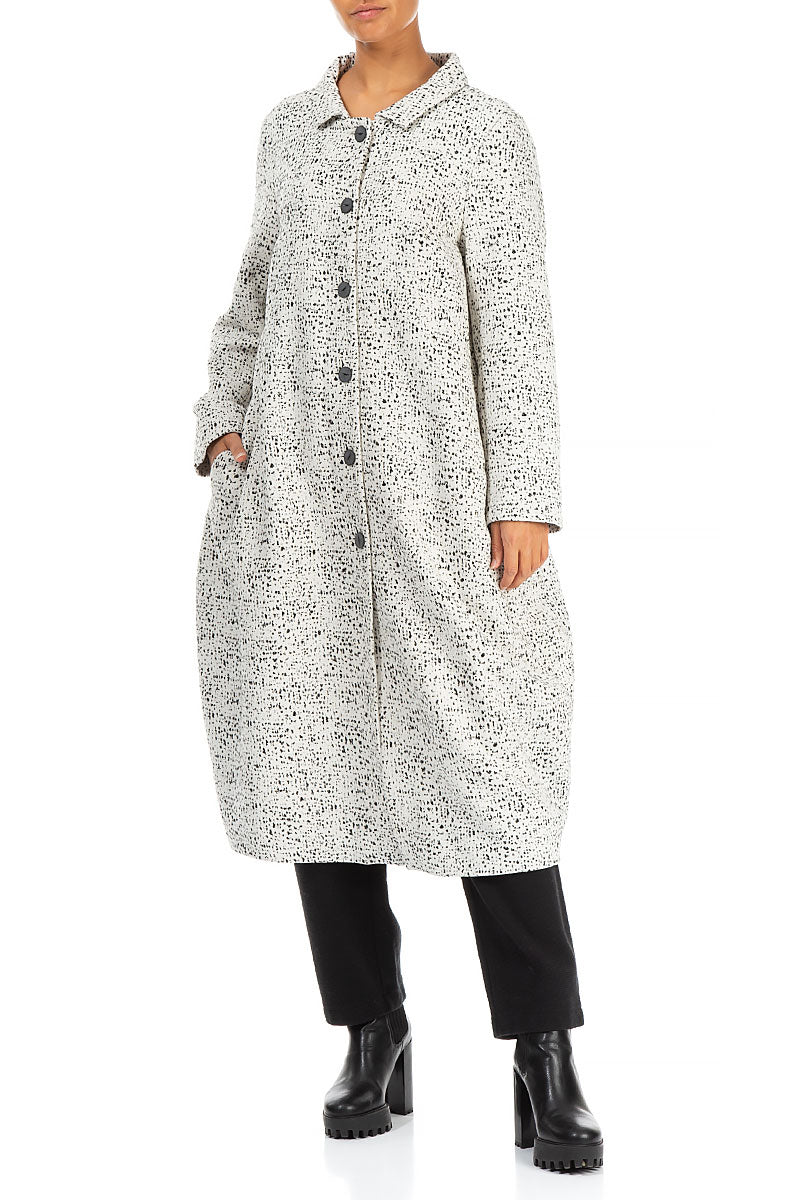 Balloon Collar Dotty Wool Coat 3
