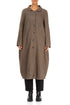 Balloon Collar Pepper Brown Wool Linen Coat 1