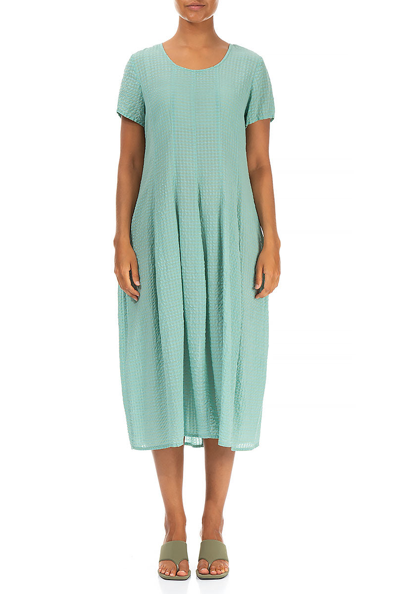 Balloon Mint Green Textured Silk Dress 1