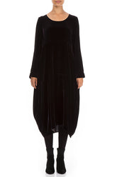 Balloon Black Silk Velvet Dress 1