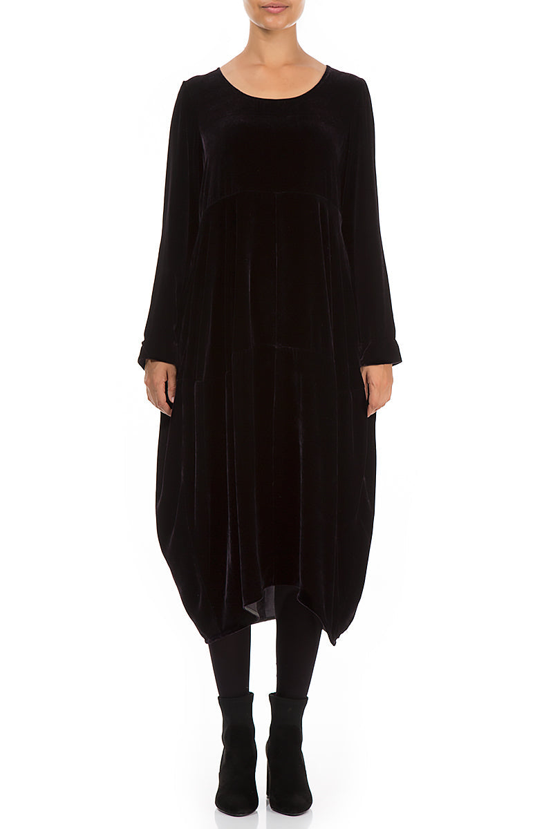 Balloon Black Velvet Dress - GRIZAS | Natural Contemporary Womenswear