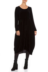 Balloon Black Silk Velvet Dress 3