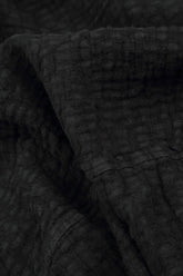 Black Textured Linen Midi Skirt 4