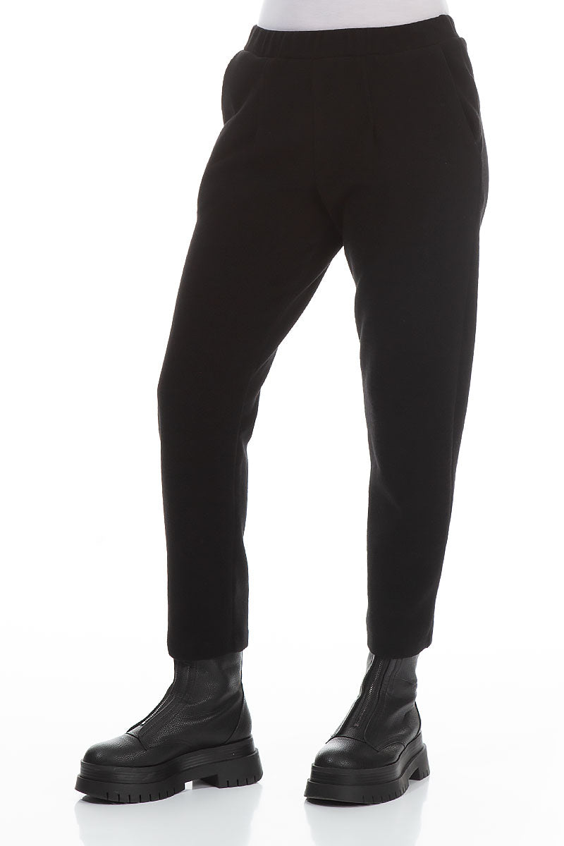 Black Cotton Jersey Track Pants