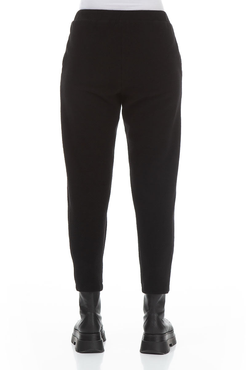 Black Cotton Jersey Track Pants