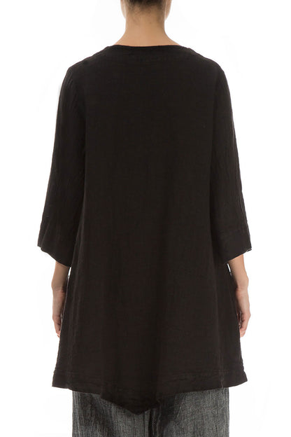 Evergreen Black Mélange Linen Tunic