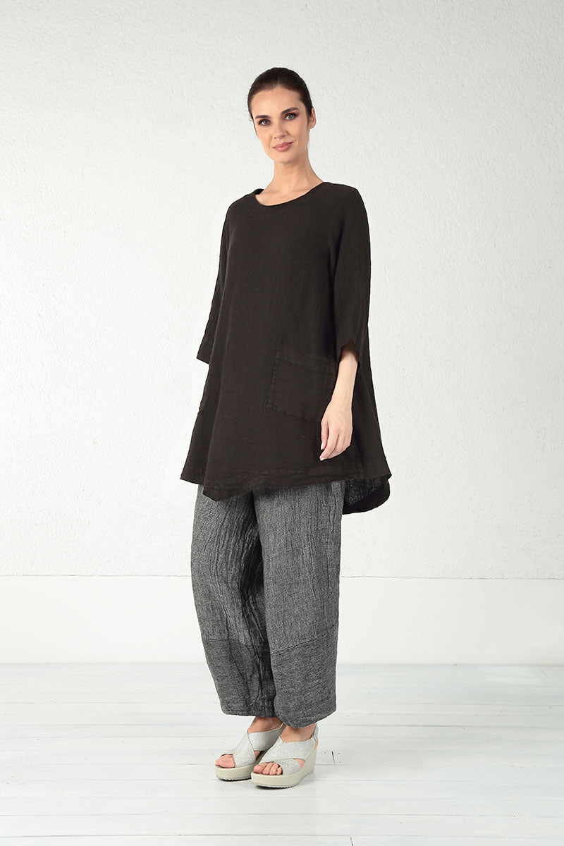 Evergreen Black Mélange Linen Tunic