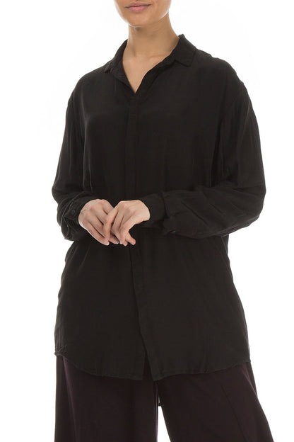 Black Silk Bamboo Shirt